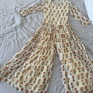 Kalki cream floral jumpsuit - Indian Salwar one piece in XS
